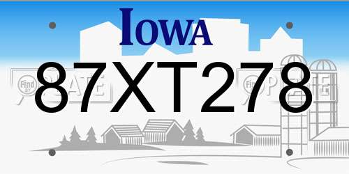 87XT278 Iowa License Plate