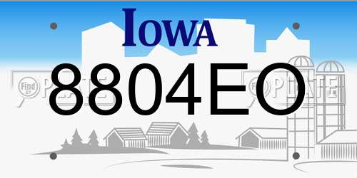8804EO Iowa License Plate
