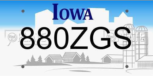 880ZGS Iowa License Plate