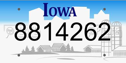 8814262 Iowa License Plate