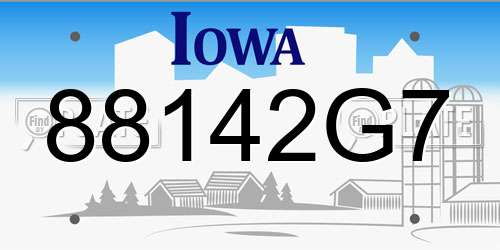 88142G7 Iowa License Plate