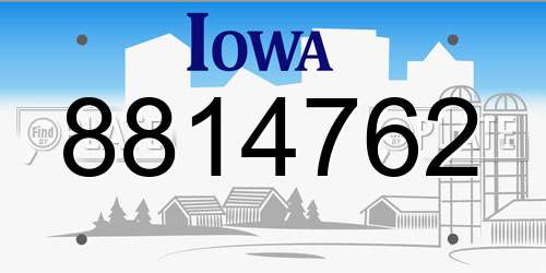8814762 Iowa License Plate