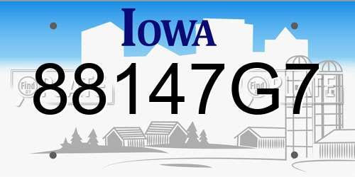 88147G7 Iowa License Plate