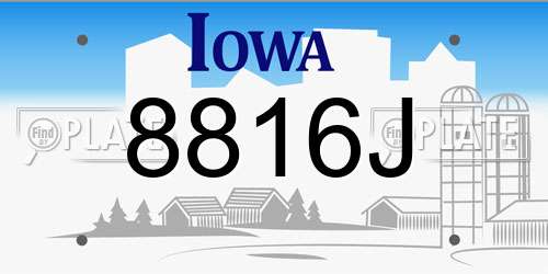 8816J Iowa License Plate