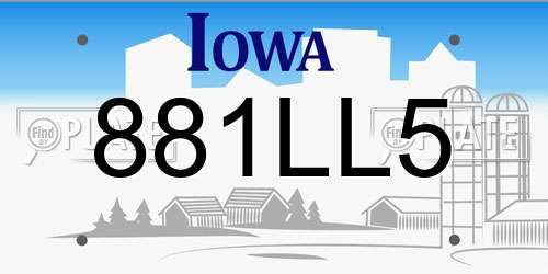 881LL5 Iowa License Plate