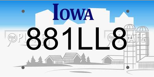 881LL8 Iowa License Plate