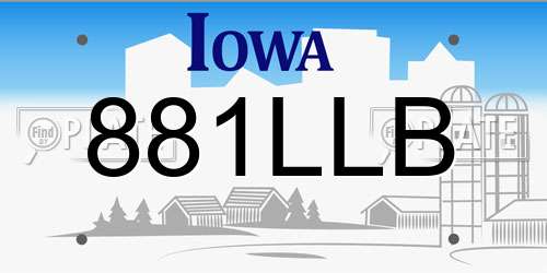 881LLB Iowa License Plate