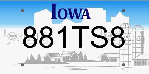 881TS8 Iowa License Plate