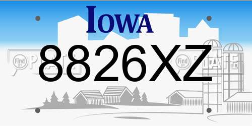 8826XZ Iowa License Plate