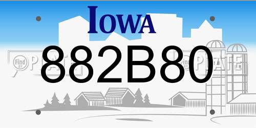 882B80 Iowa License Plate