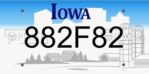 882F82 Iowa License Plate