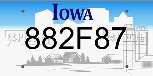 882F87 Iowa License Plate