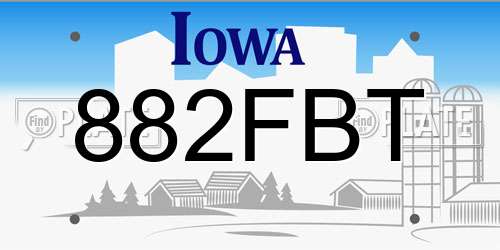 882FBT Iowa License Plate