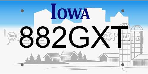 882GXT Iowa License Plate