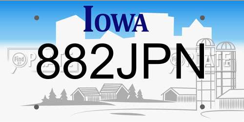 882JPN Iowa License Plate