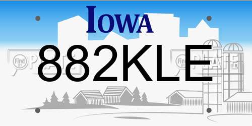 882KLE Iowa License Plate