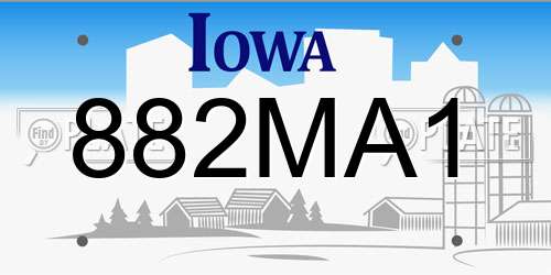 882MA1 Iowa License Plate