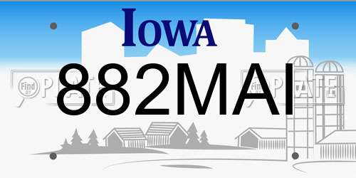 882MAI Iowa License Plate