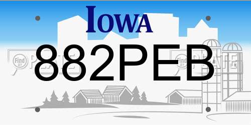 882PEB Iowa License Plate