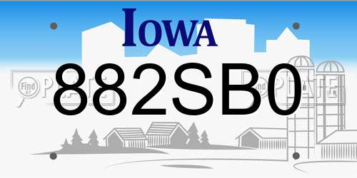 882SB0 Iowa License Plate
