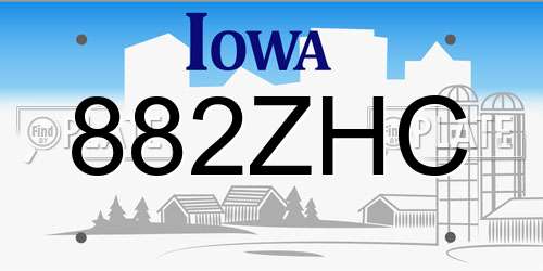 882ZHC Iowa License Plate