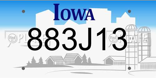 883J13 Iowa License Plate