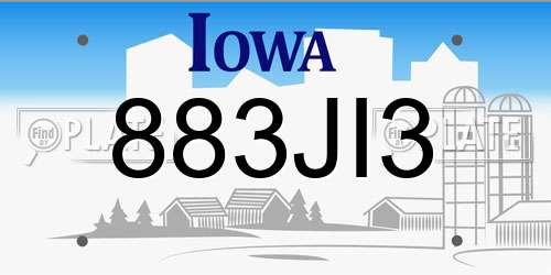 883JI3 Iowa License Plate