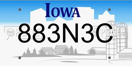 883N3C Iowa License Plate