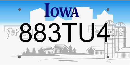 883TU4 Iowa License Plate