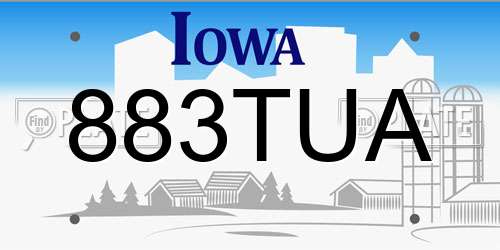 883TUA Iowa License Plate