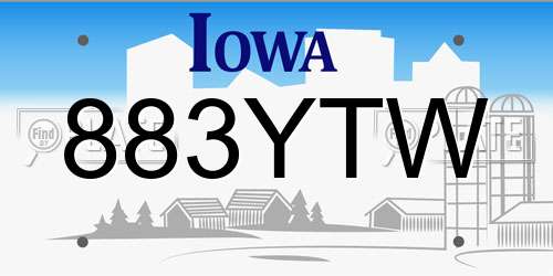 883YTW Iowa License Plate