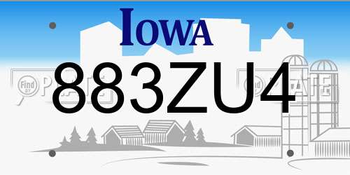 883ZU4 Iowa License Plate