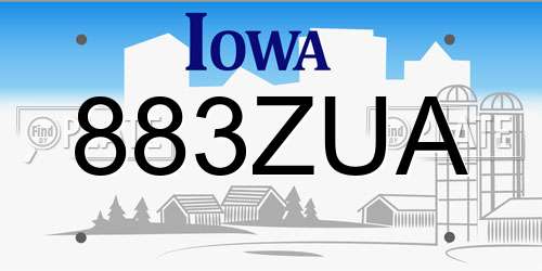 883ZUA Iowa License Plate