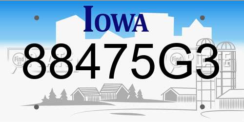 88475G3 Iowa License Plate