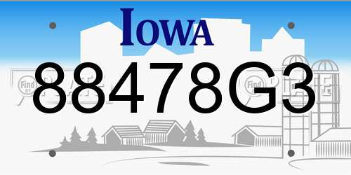 88478G3 Iowa License Plate