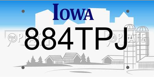 884TPJ Iowa License Plate