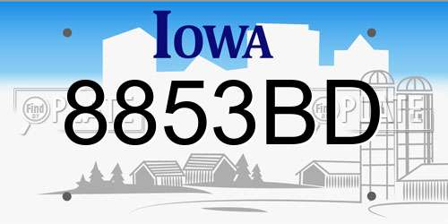 8853BD Iowa License Plate