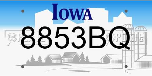 8853BQ Iowa License Plate