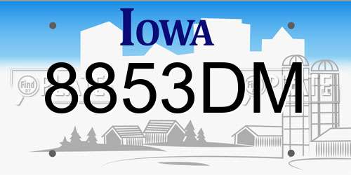 8853DM Iowa License Plate