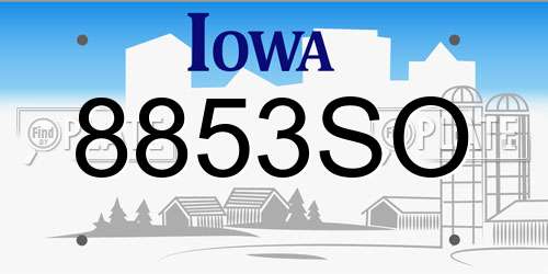 8853SO Iowa License Plate