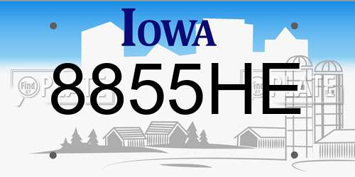 8855HE Iowa License Plate