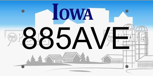 885AVE Iowa License Plate