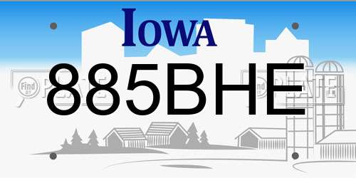885BHE Iowa License Plate