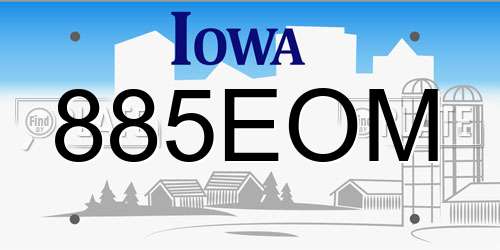 885EOM Iowa License Plate