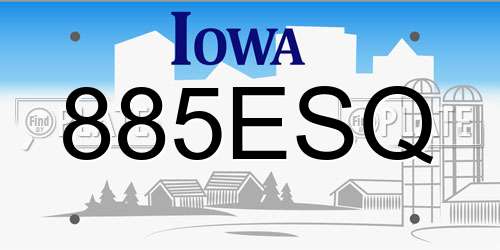 885ESQ Iowa License Plate