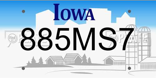 885MS7 Iowa License Plate
