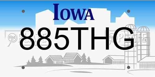 885THG Iowa License Plate