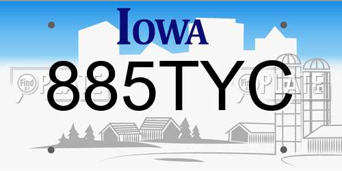 885TYC Iowa License Plate