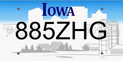 885ZHG Iowa License Plate