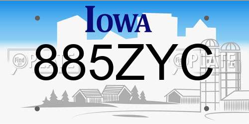 885ZYC Iowa License Plate